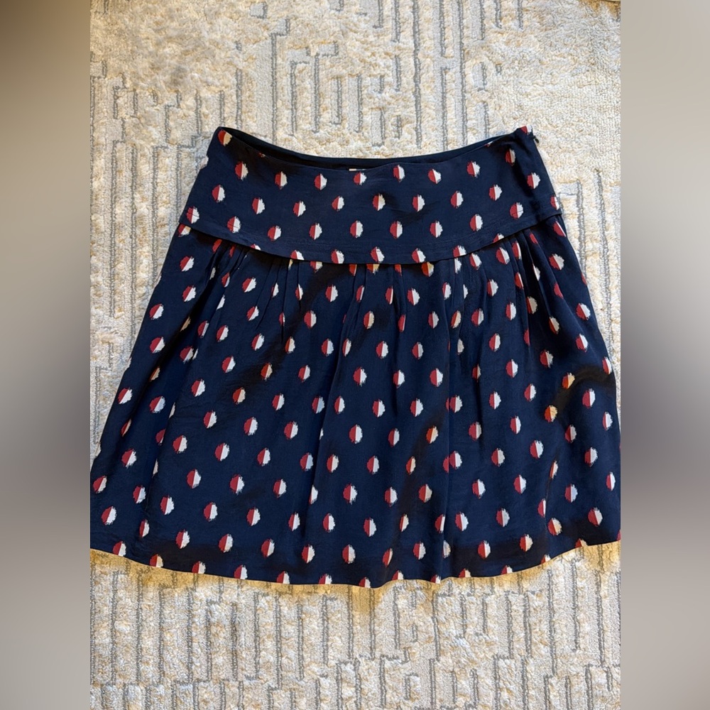 Madewell Navy and Red Patterned Mini Skirt
